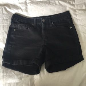Black denim shorts